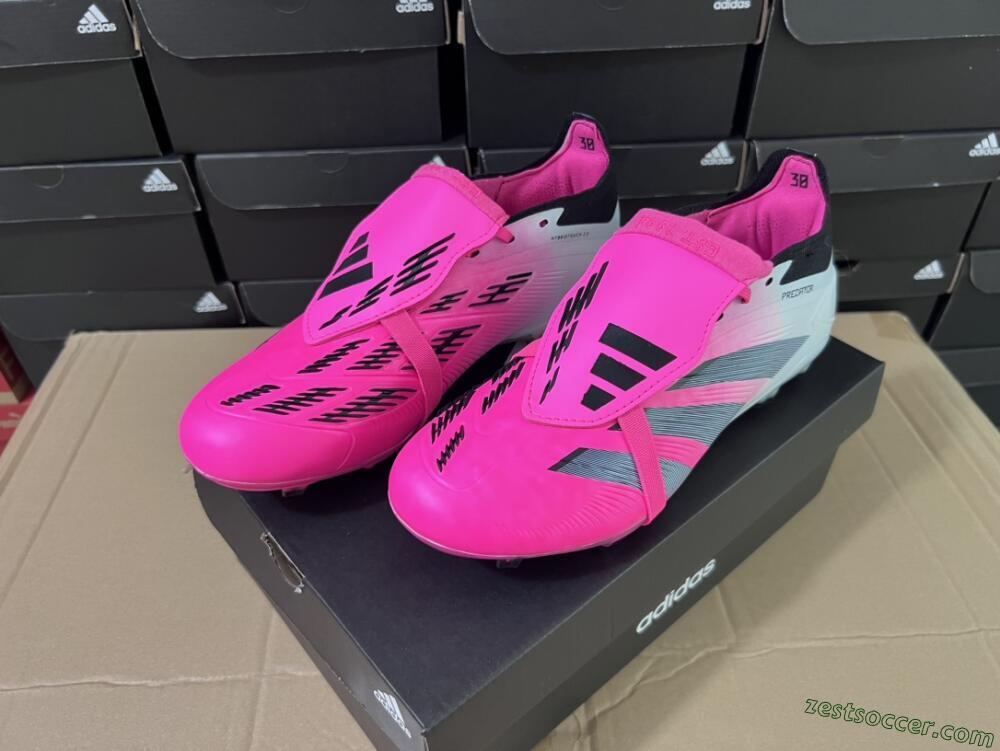 Adidas Predator Elite Foldover Tongue FG Low-Tops Soccer Cleats - Pink/Grey/White