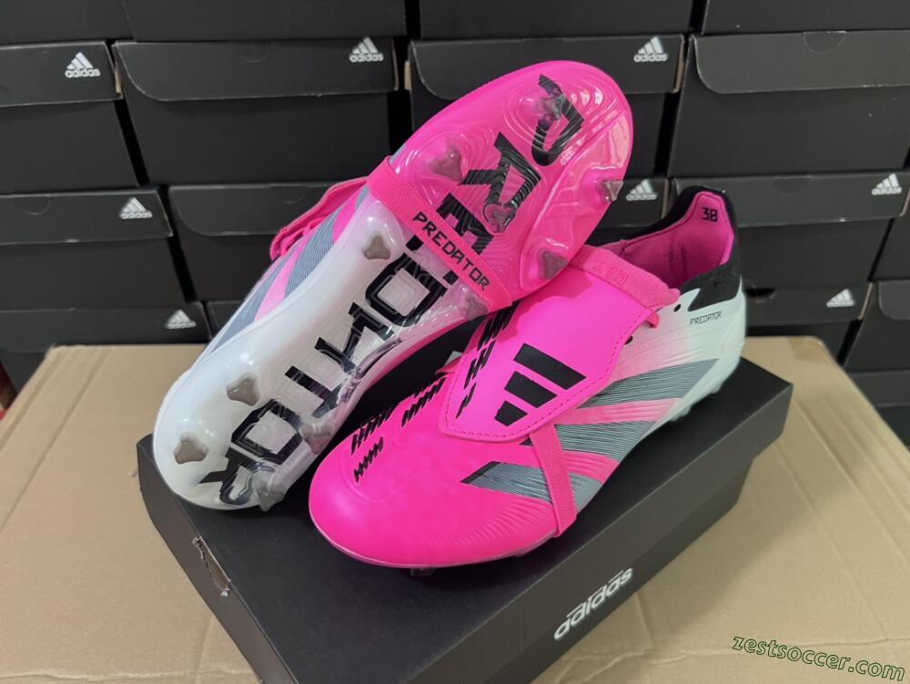 Adidas Predator Elite Foldover Tongue FG Low-Tops Soccer Cleats - Pink/Grey/White