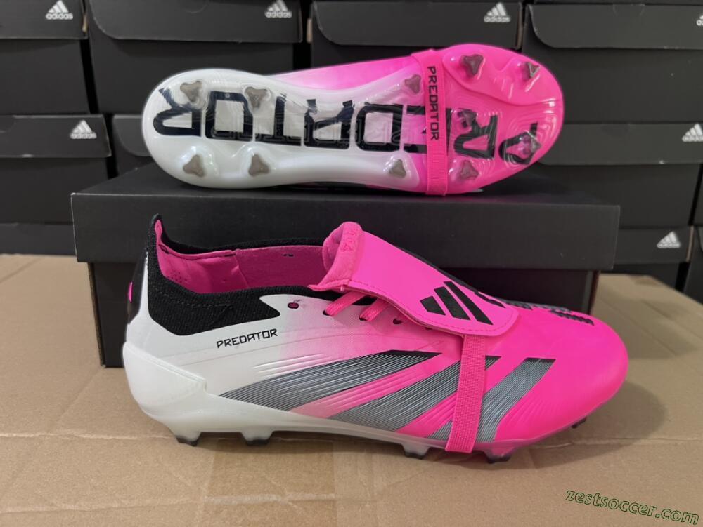 Adidas Predator Elite Foldover Tongue FG Low-Tops Soccer Cleats - Pink/Grey/White