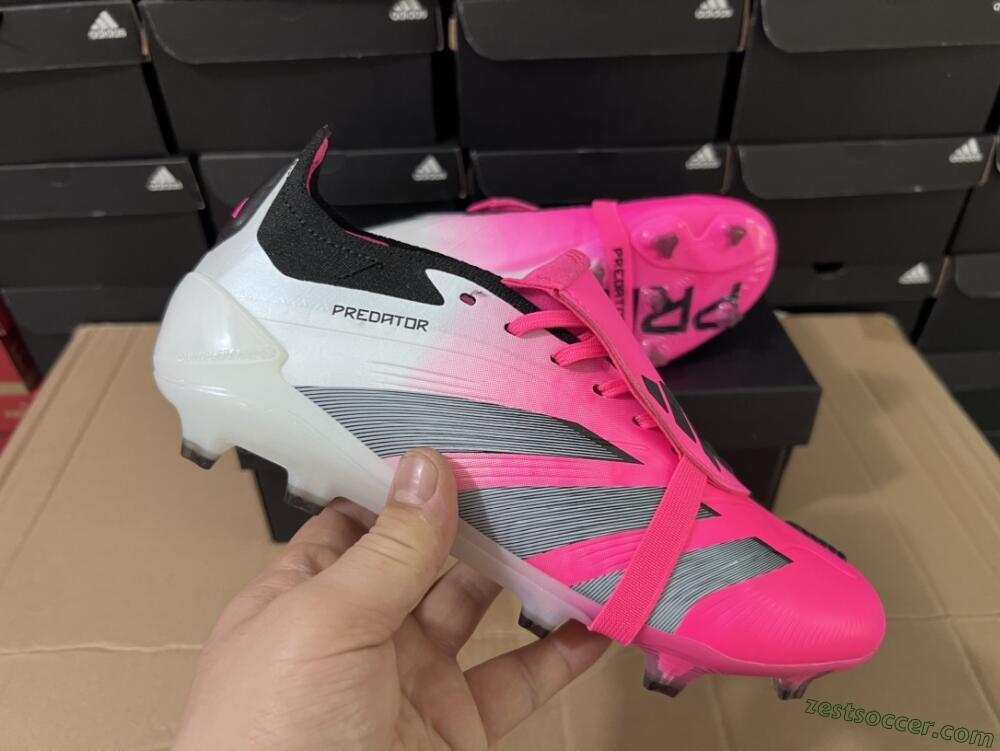 Adidas Predator Elite Foldover Tongue FG Low-Tops Soccer Cleats - Pink/Grey/White
