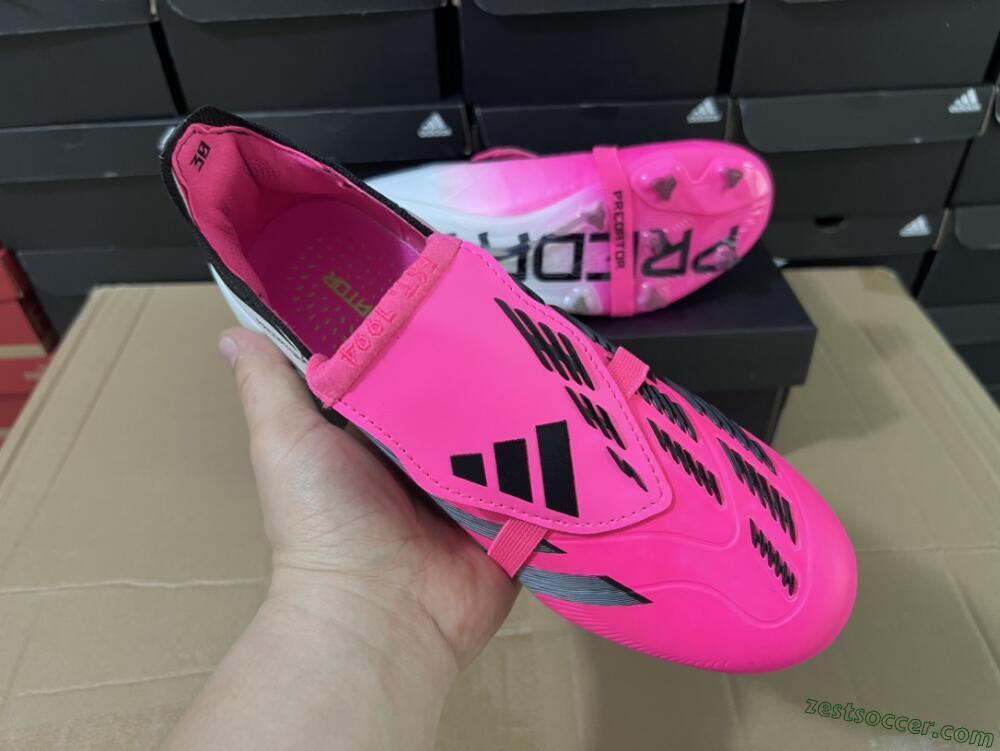 Adidas Predator Elite Foldover Tongue FG Low-Tops Soccer Cleats - Pink/Grey/White
