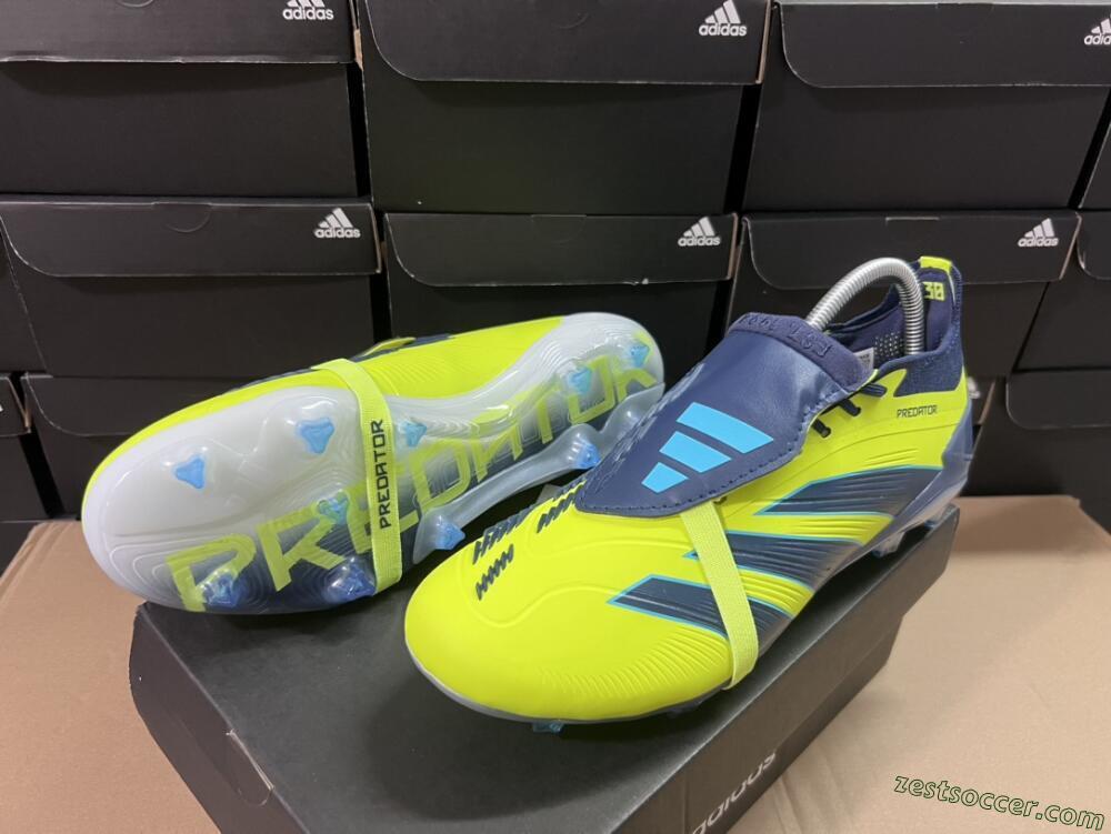 Adidas Predator Elite Foldover Tongue FG Low-Tops Soccer Cleats - Yellow/Blue/Jade