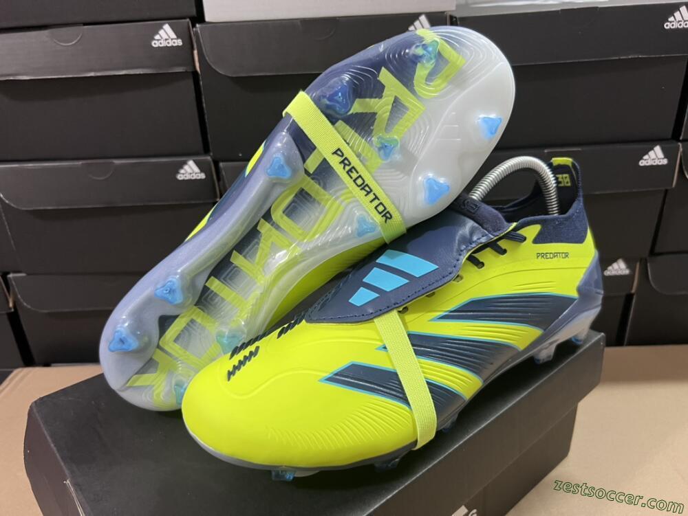Adidas Predator Elite Foldover Tongue FG Low-Tops Soccer Cleats - Yellow/Blue/Jade