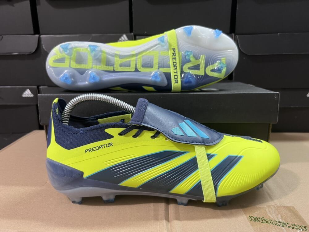 Adidas Predator Elite Foldover Tongue FG Low-Tops Soccer Cleats - Yellow/Blue/Jade