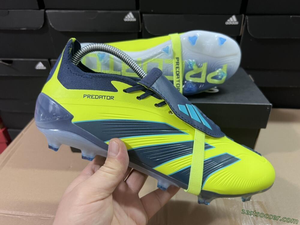 Adidas Predator Elite Foldover Tongue FG Low-Tops Soccer Cleats - Yellow/Blue/Jade