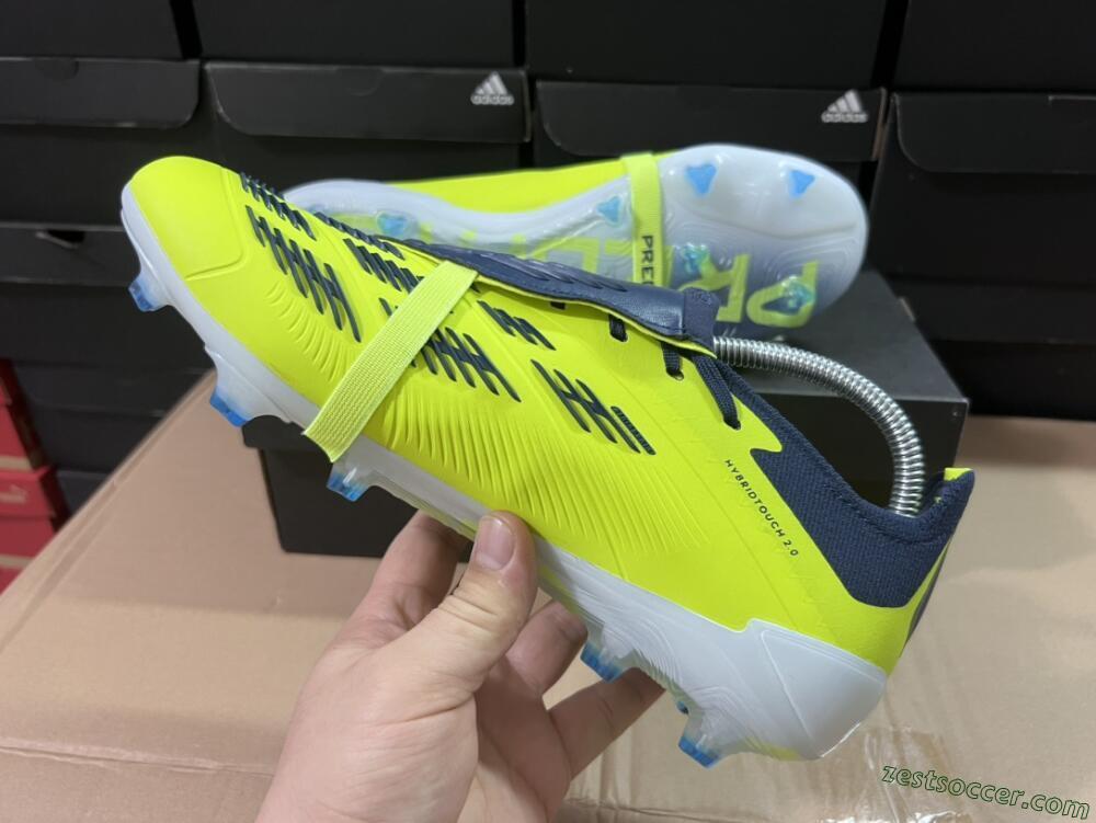 Adidas Predator Elite Foldover Tongue FG Low-Tops Soccer Cleats - Yellow/Blue/Jade
