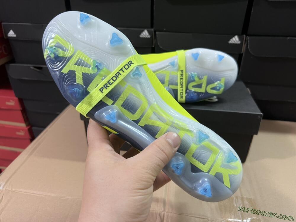 Adidas Predator Elite Foldover Tongue FG Low-Tops Soccer Cleats - Yellow/Blue/Jade