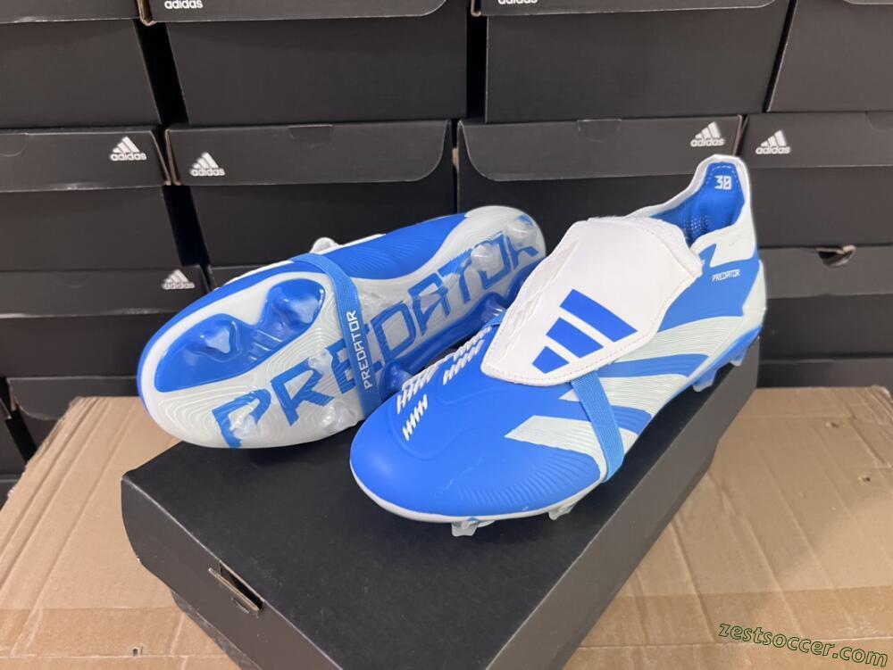 Adidas Predator Elite Foldover Tongue FG Low-Tops Soccer Cleats - Blue/white/Beige