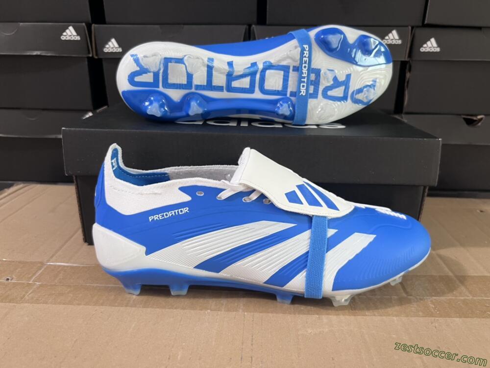 Adidas Predator Elite Foldover Tongue FG Low-Tops Soccer Cleats - Blue/white/Beige