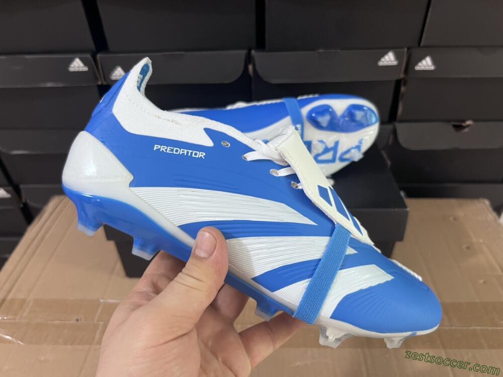 Adidas Predator Elite Foldover Tongue FG Low-Tops Soccer Cleats - Blue/white/Beige