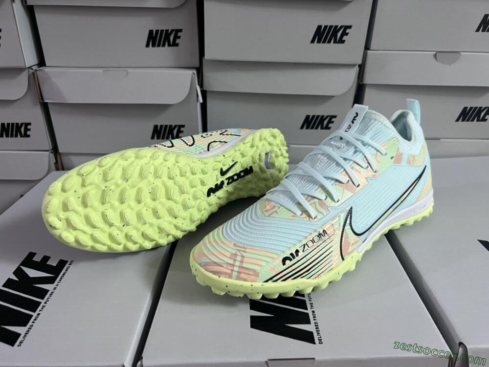 Nike Air Zoom Mercurial Vapor 15 Pro TF Low-Tops Soccer Shoes - Jade/Yellow/Black