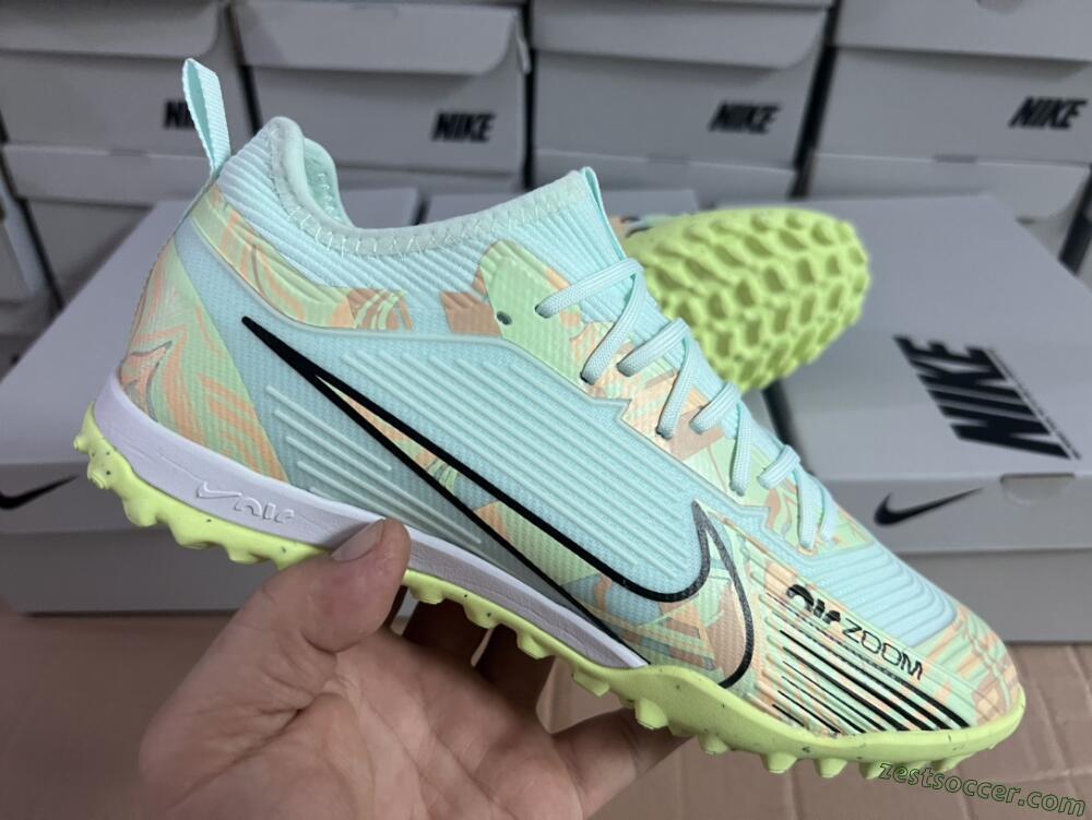 Nike Air Zoom Mercurial Vapor 15 Pro TF Low-Tops Soccer Shoes - Jade/Yellow/Black