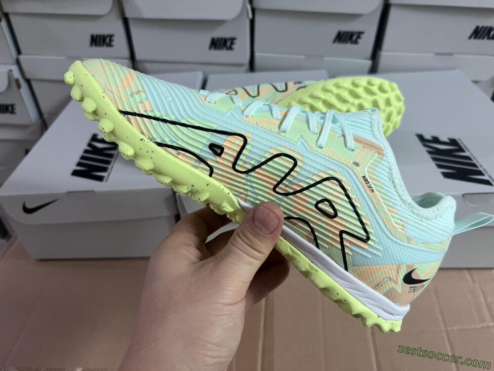 Nike Air Zoom Mercurial Vapor 15 Pro TF Low-Tops Soccer Shoes - Jade/Yellow/Black