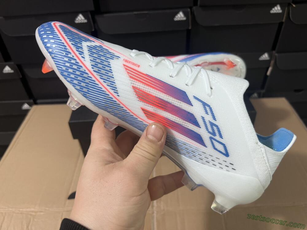 Adidas F50 Adizero FG Low-Tops Soccer Cleats - White/Blue/Pink