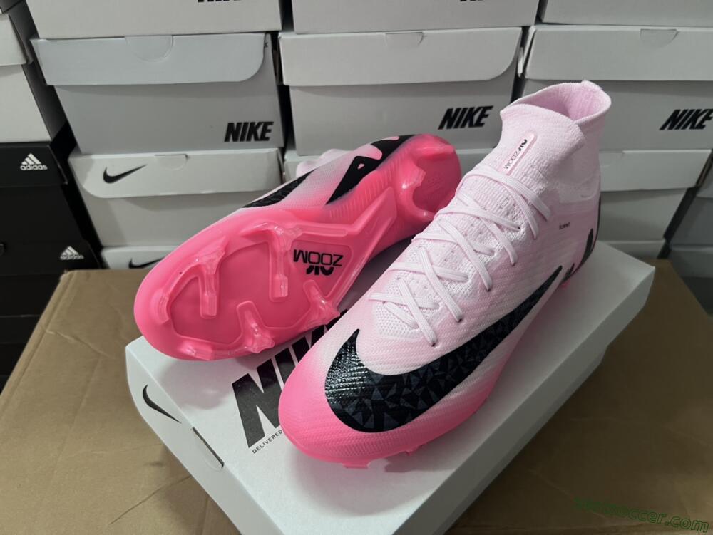Nike Air Zoom Mercurial Superfly 9 Elite FG High-Tops Soccer Cleats - Pink/Black