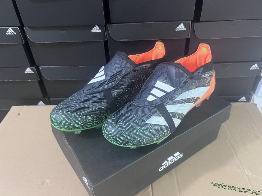 Adidas Predator Elite Foldover Tongue FG Low-Tops Soccer Cleats - Black/White/Green
