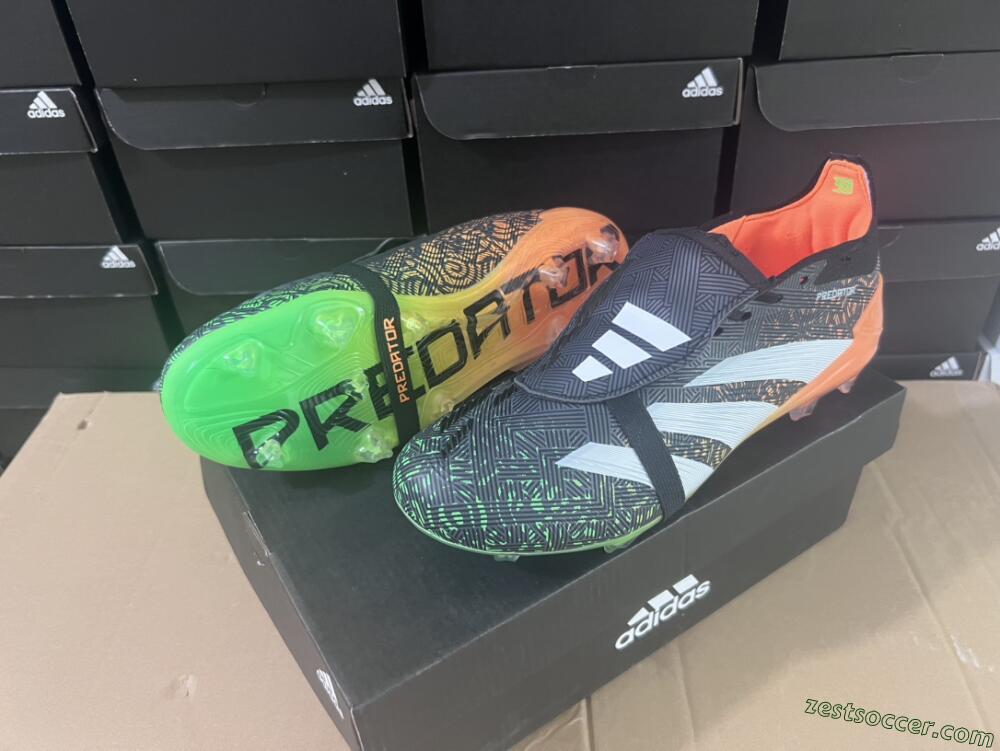 Adidas Predator Elite Foldover Tongue FG Low-Tops Soccer Cleats - Black/White/Green
