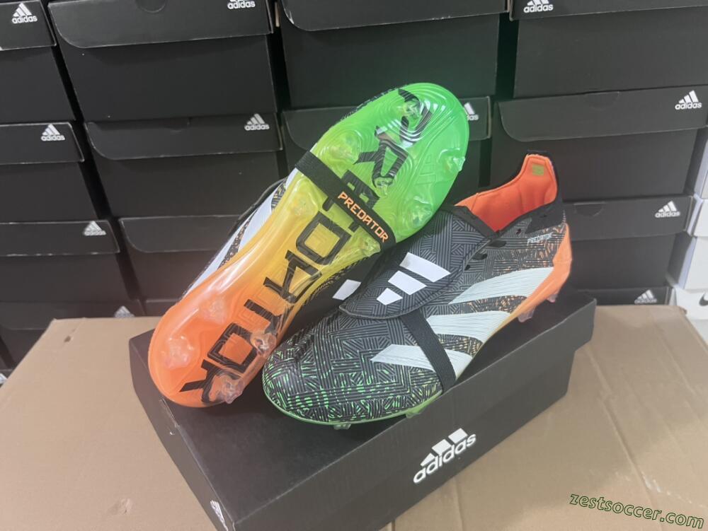 Adidas Predator Elite Foldover Tongue FG Low-Tops Soccer Cleats - Black/White/Green
