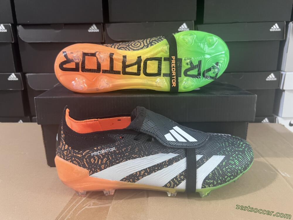 Adidas Predator Elite Foldover Tongue FG Low-Tops Soccer Cleats - Black/White/Green