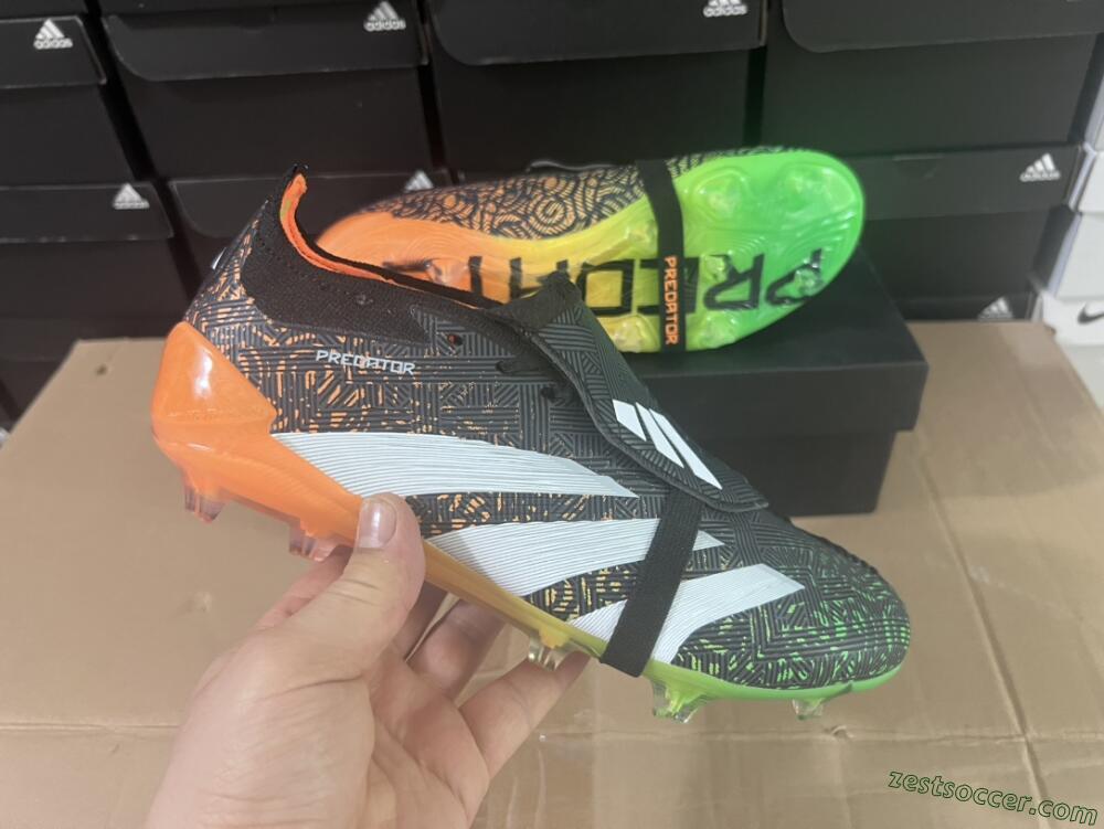 Adidas Predator Elite Foldover Tongue FG Low-Tops Soccer Cleats - Black/White/Green