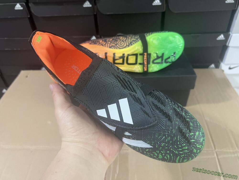 Adidas Predator Elite Foldover Tongue FG Low-Tops Soccer Cleats - Black/White/Green