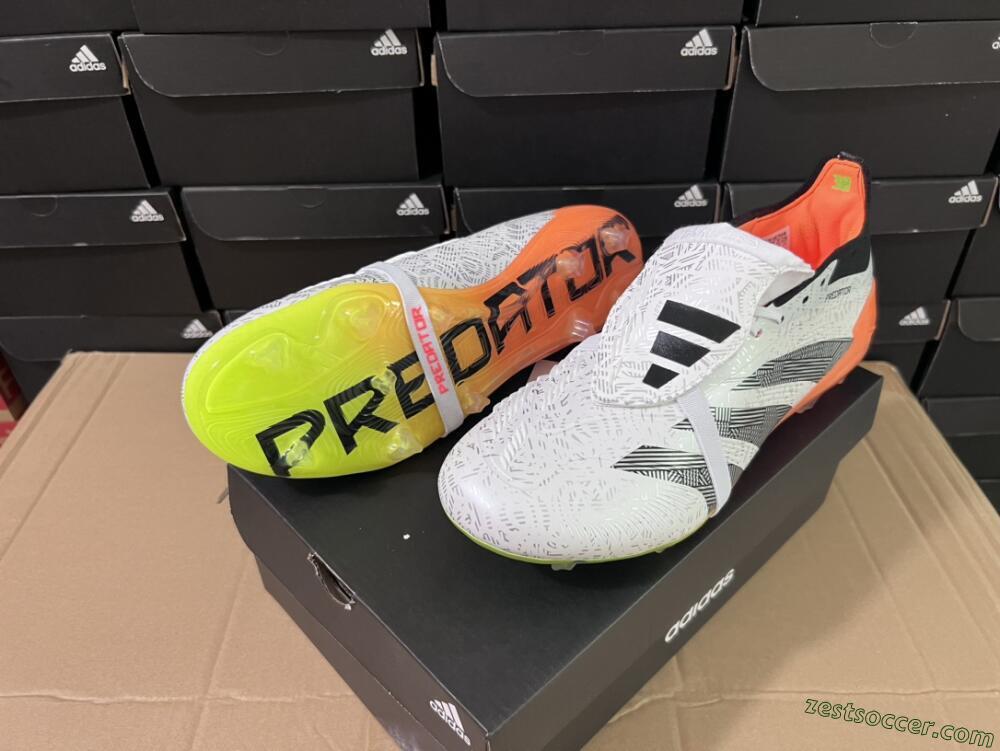 Adidas Predator Elite Foldover Tongue FG Low-Tops Soccer Cleats - White/Black/Orange