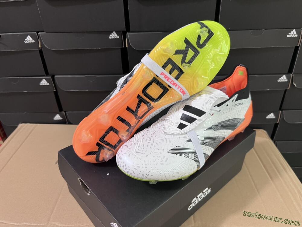 Adidas Predator Elite Foldover Tongue FG Low-Tops Soccer Cleats - White/Black/Orange