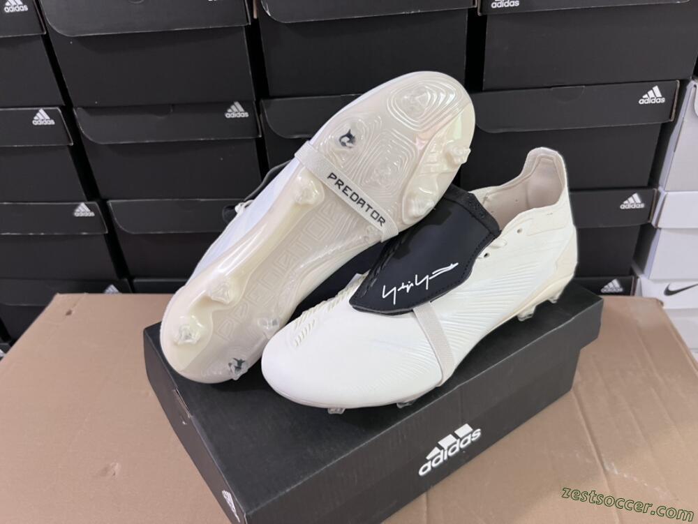 Adidas Predator Elite Foldover Tongue FG Low-Tops Soccer Cleats - Beige/Black/White