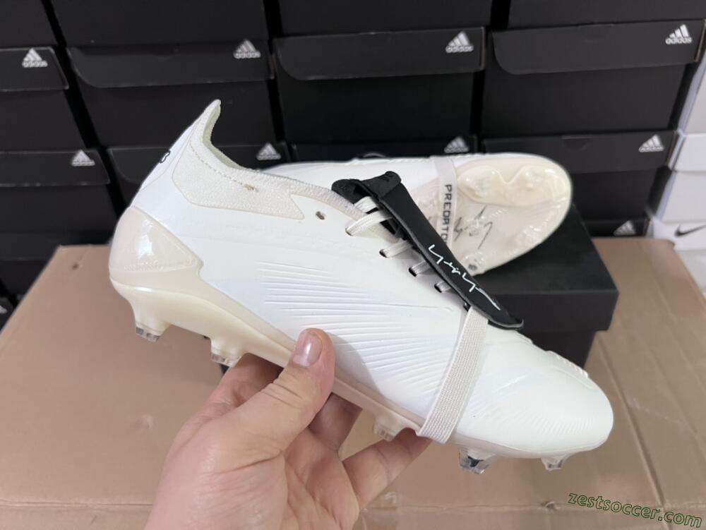 Adidas Predator Elite Foldover Tongue FG Low-Tops Soccer Cleats - Beige/Black/White