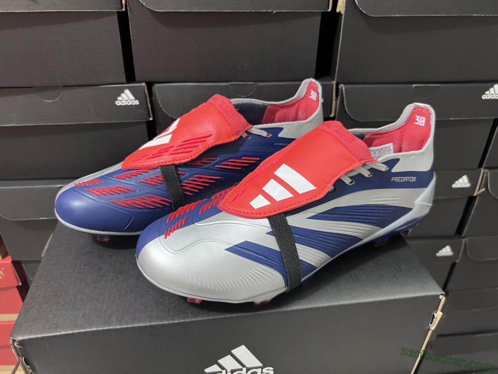 Adidas Predator Elite Foldover Tongue FG Low-Tops Soccer Cleats - Silver/Black/Red