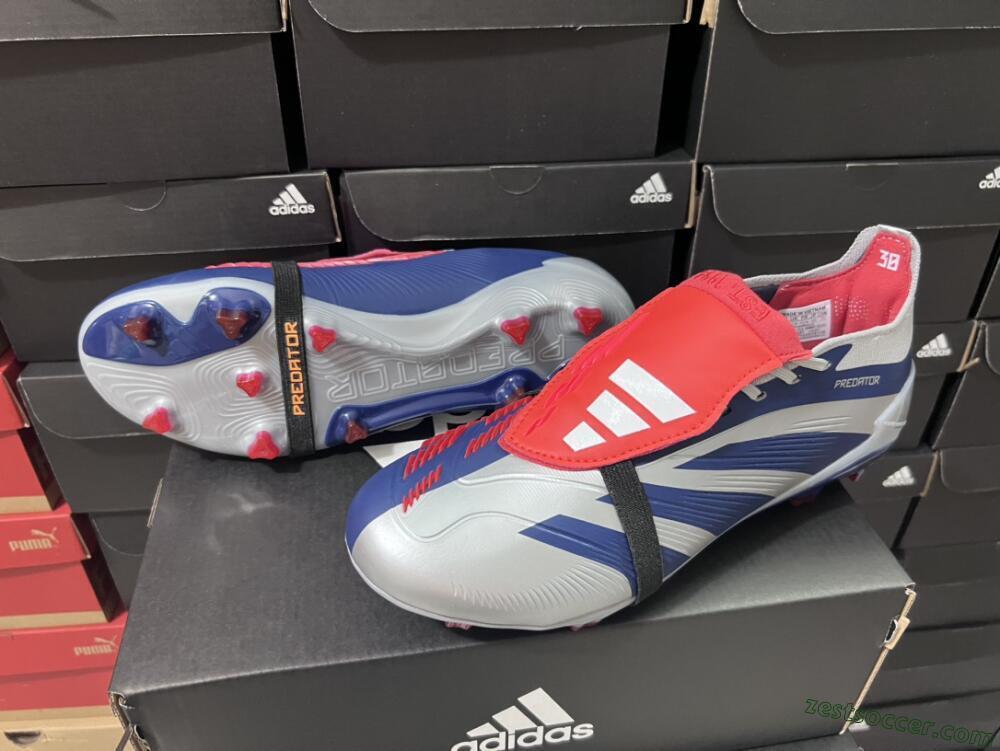 Adidas Predator Elite Foldover Tongue FG Low-Tops Soccer Cleats - Silver/Black/Red