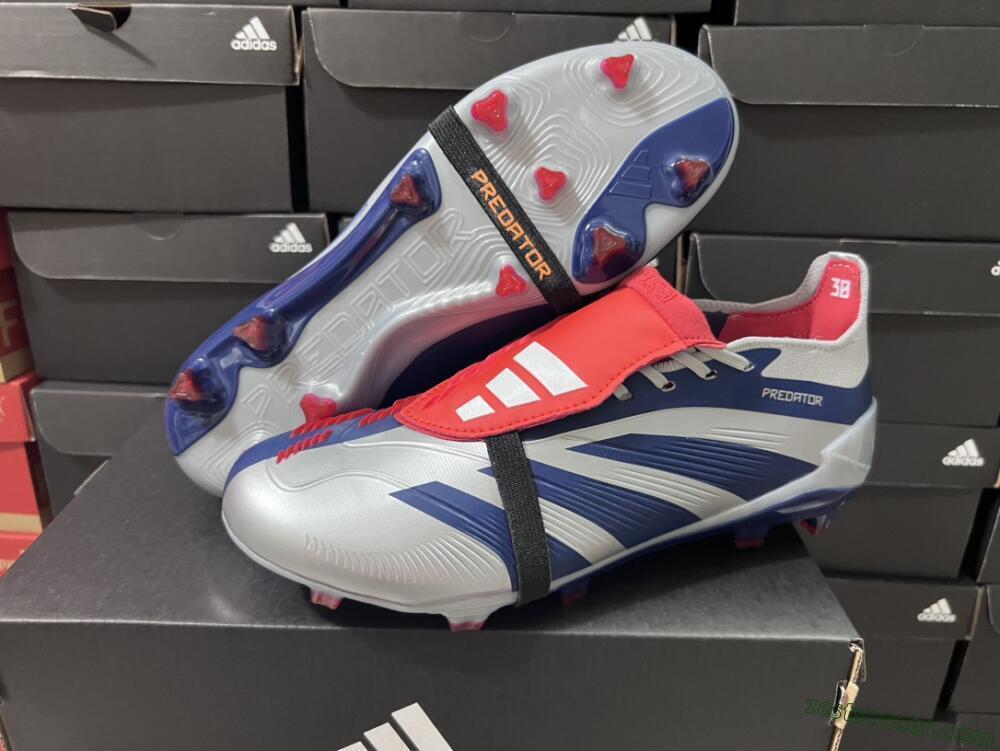 Adidas Predator Elite Foldover Tongue FG Low-Tops Soccer Cleats - Silver/Black/Red