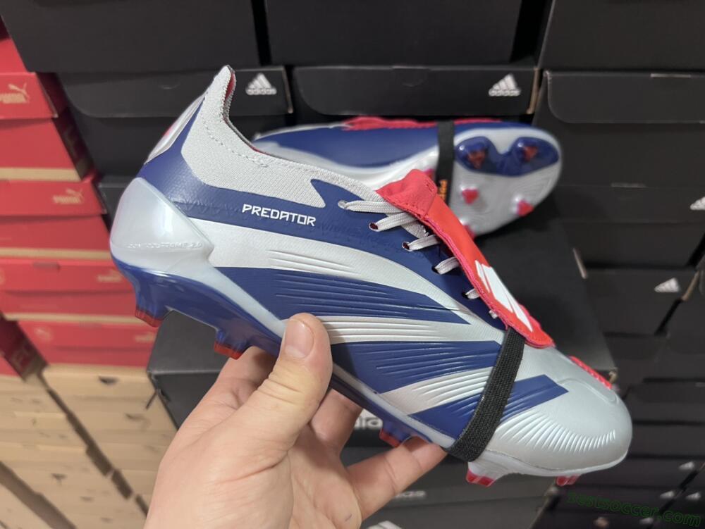 Adidas Predator Elite Foldover Tongue FG Low-Tops Soccer Cleats - Silver/Black/Red