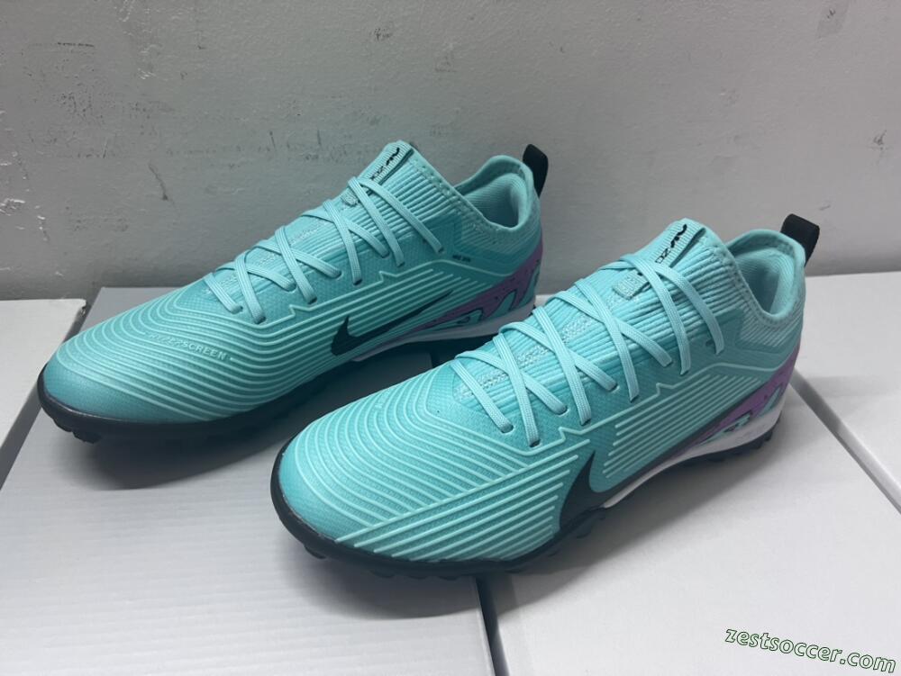 Nike Air Zoom Mercurial Vapor 15 Pro TF Low-Tops Soccer Shoes - Jade/Black/Purple