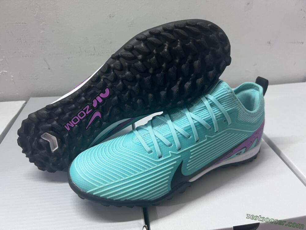 Nike Air Zoom Mercurial Vapor 15 Pro TF Low-Tops Soccer Shoes - Jade/Black/Purple