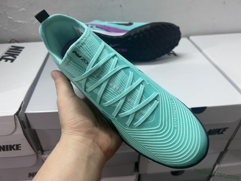 Nike Air Zoom Mercurial Vapor 15 Pro TF Low-Tops Soccer Shoes - Jade/Black/Purple