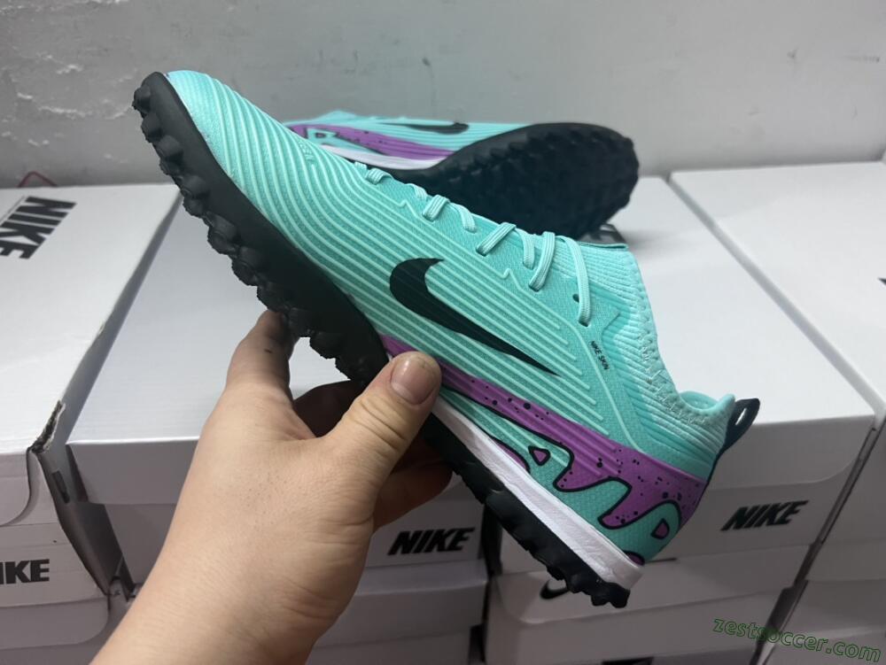Nike Air Zoom Mercurial Vapor 15 Pro TF Low-Tops Soccer Shoes - Jade/Black/Purple