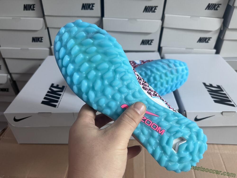 Nike Air Zoom Mercurial Vapor 15 Pro TF Low-Tops Soccer Shoes - White/Blue/Pink