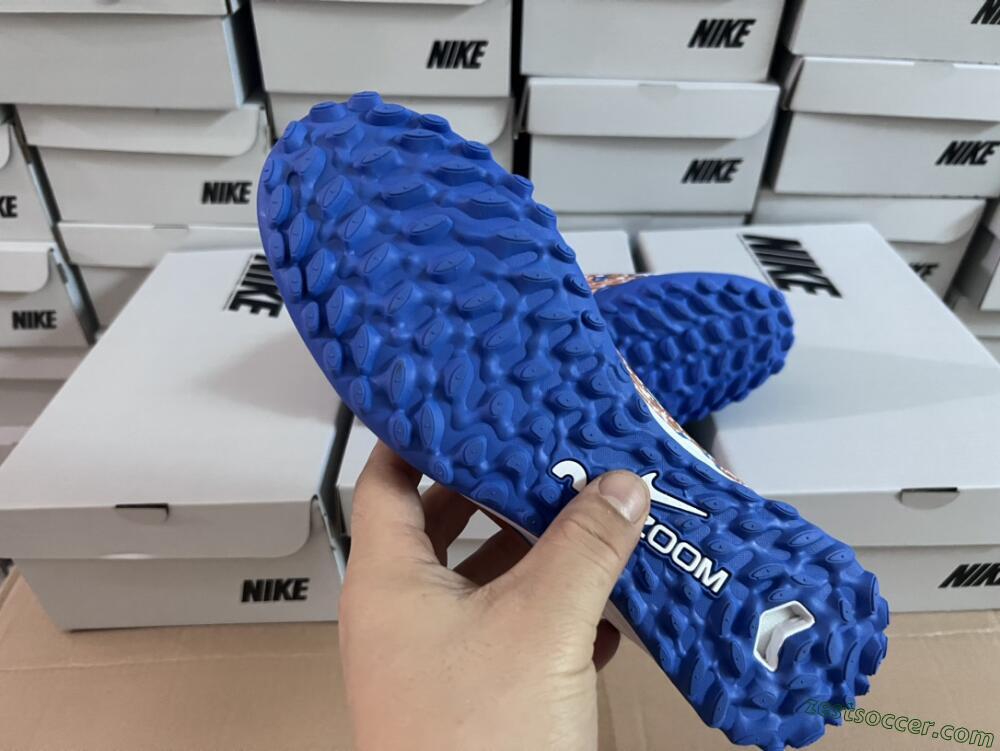 Nike Air Zoom Mercurial Vapor 15 Pro TF Low-Tops Soccer Shoes - White/Blue/Gold