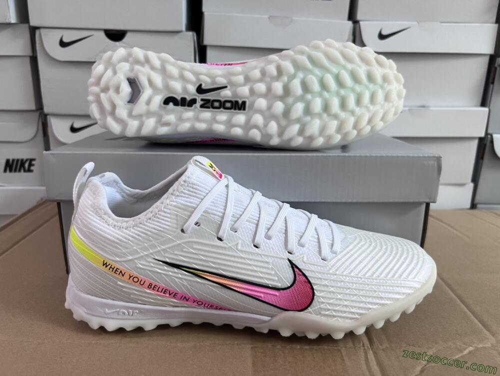 Nike Air Zoom Mercurial Vapor 15 Elite TF Low-Tops Soccer Shoes - White/Black/Pink