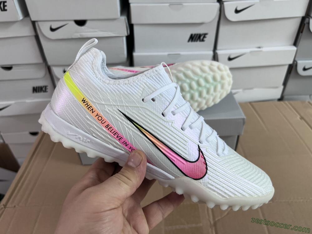 Nike Air Zoom Mercurial Vapor 15 Elite TF Low-Tops Soccer Shoes - White/Black/Pink