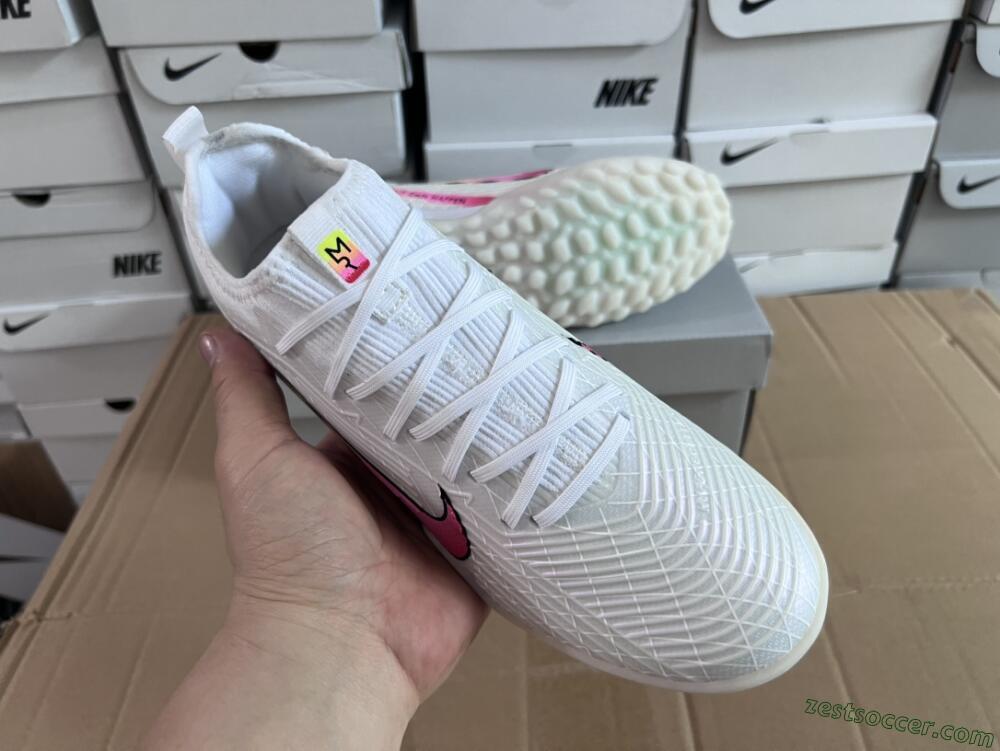 Nike Air Zoom Mercurial Vapor 15 Elite TF Low-Tops Soccer Shoes - White/Black/Pink