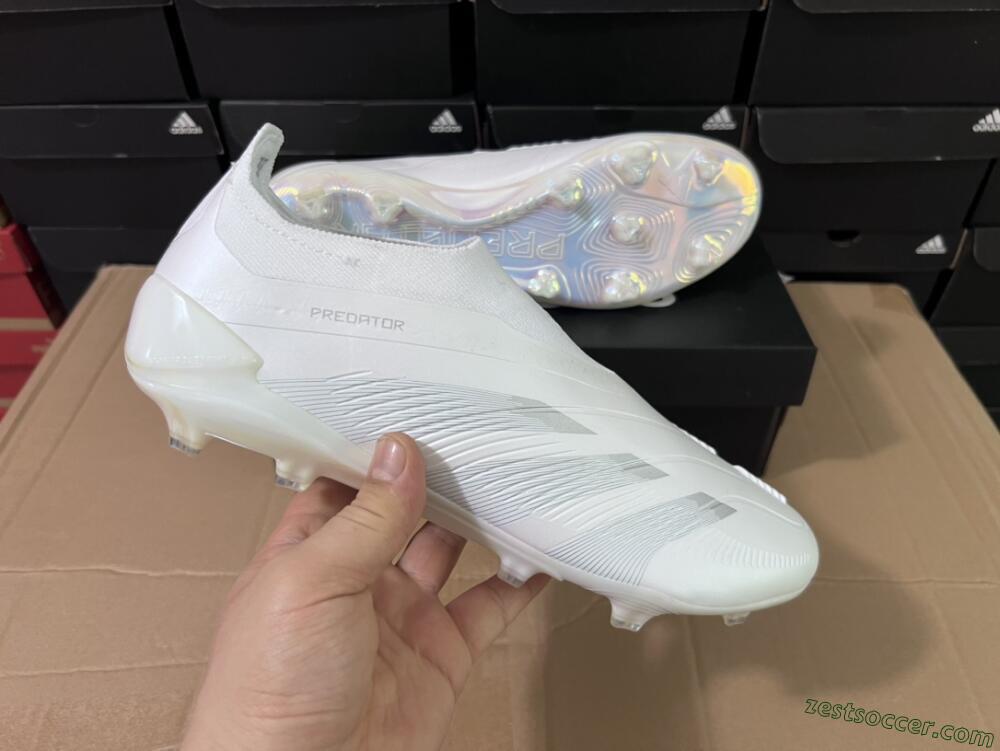 Adidas Predator Elite Laceless FG Low-Tops Soccer Cleats - White/Silver