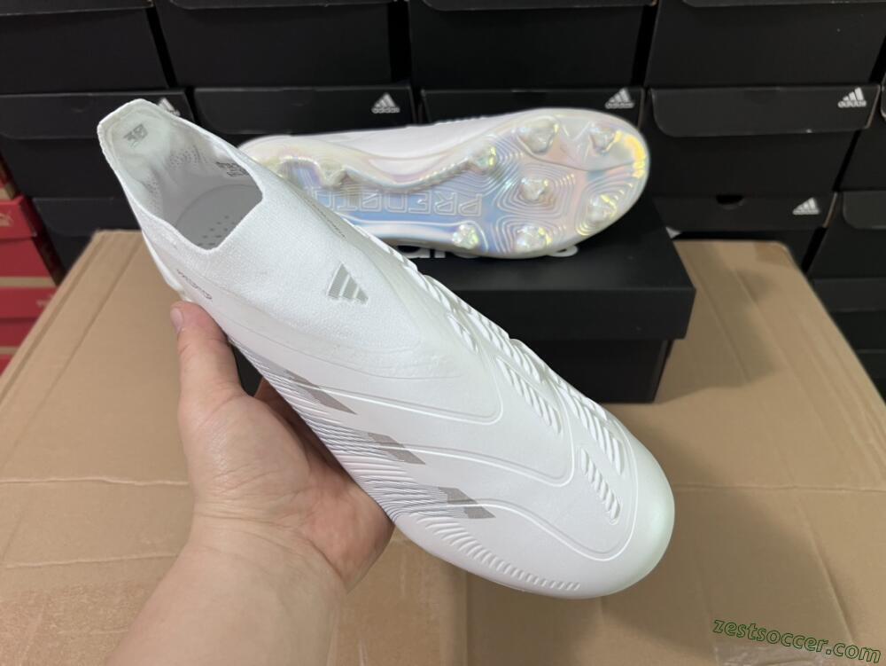 Adidas Predator Elite Laceless FG Low-Tops Soccer Cleats - White/Silver