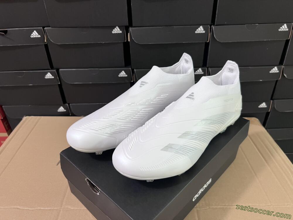 Adidas Predator Elite Laceless FG Low-Tops Soccer Cleats - White/Silver