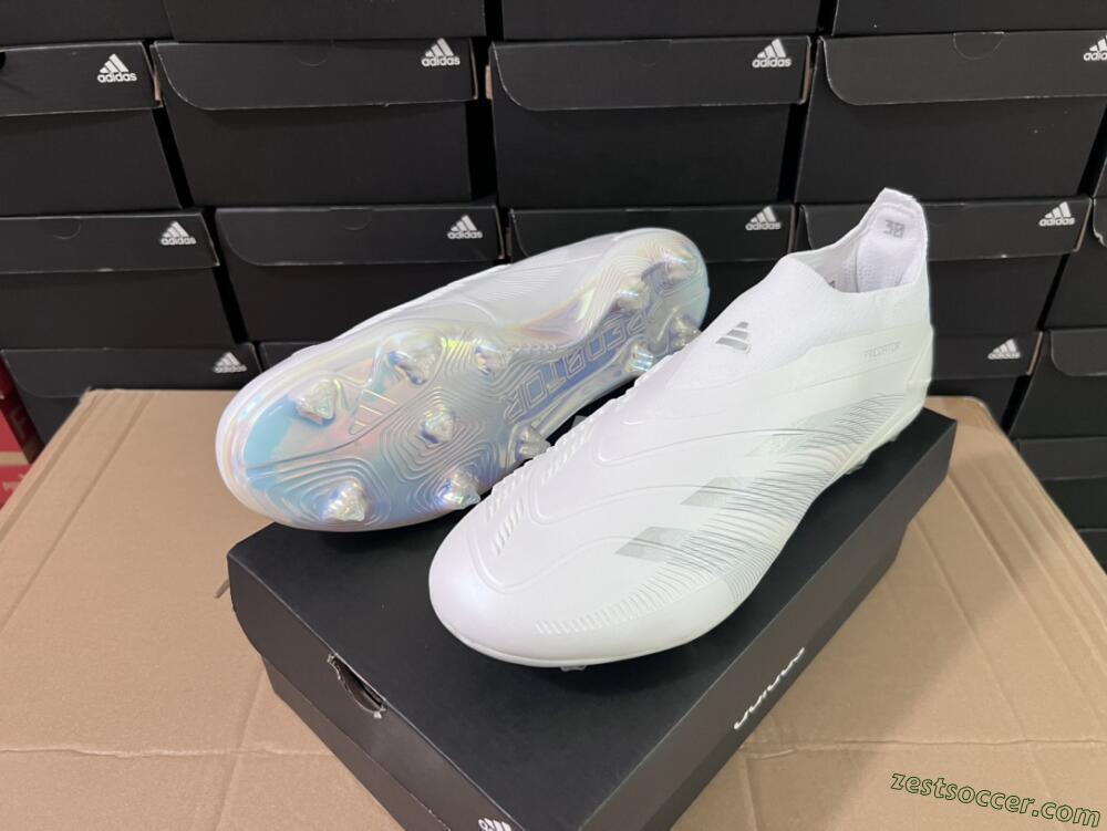 Adidas Predator Elite Laceless FG Low-Tops Soccer Cleats - White/Silver