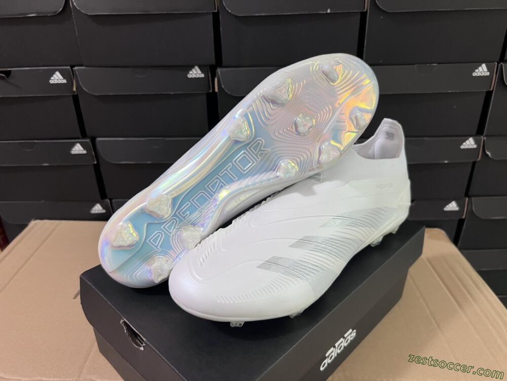 Adidas Predator Elite Laceless FG Low-Tops Soccer Cleats - White/Silver