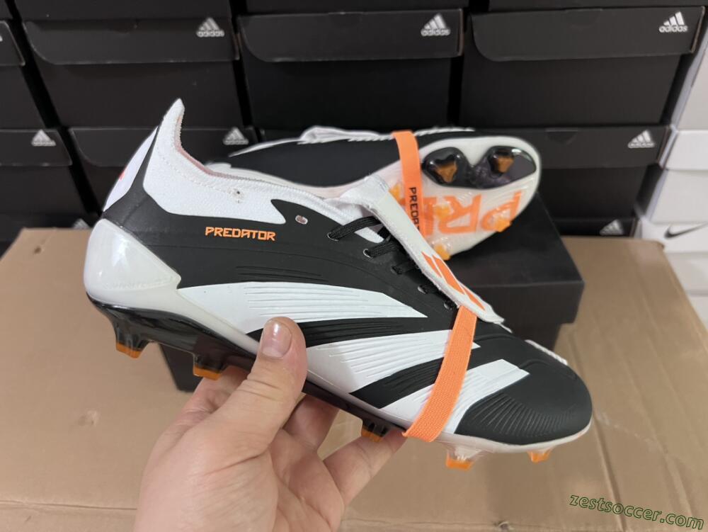 Adidas Predator Elite Foldover Tongue FG Low-Tops Soccer Cleats - White/Black/Orange