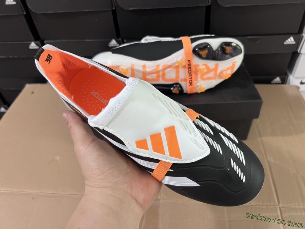 Adidas Predator Elite Foldover Tongue FG Low-Tops Soccer Cleats - White/Black/Orange