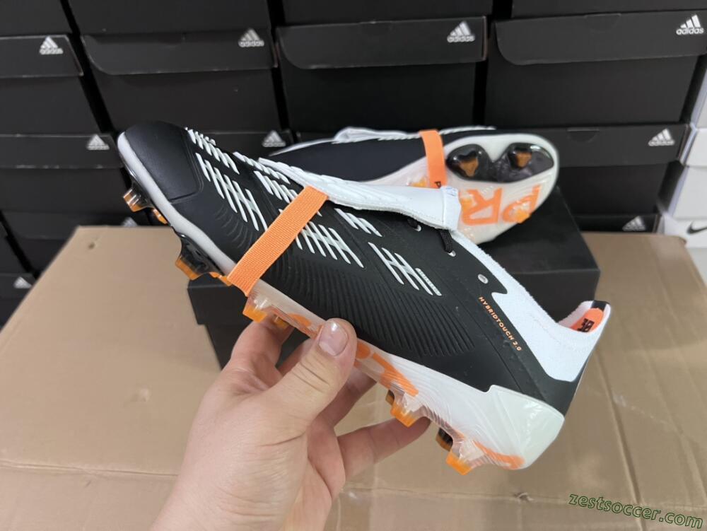 Adidas Predator Elite Foldover Tongue FG Low-Tops Soccer Cleats - White/Black/Orange